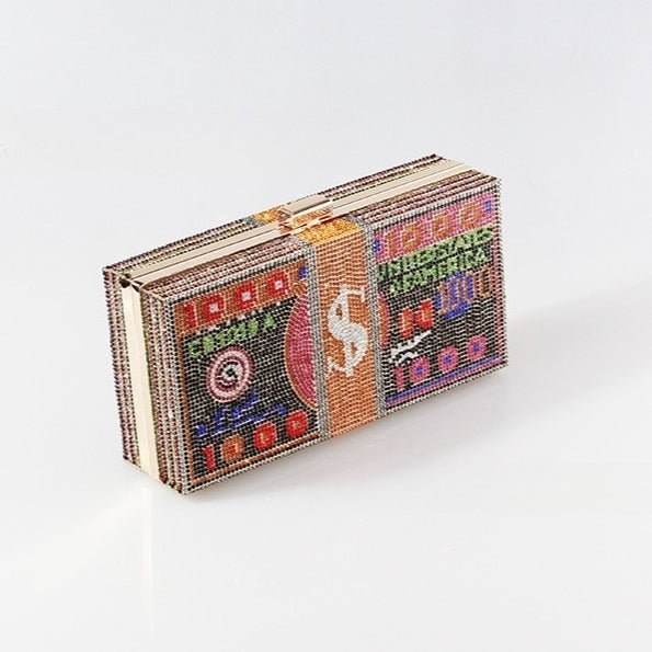Glamorous Fully Bedazzled Dollar Motif Evening Bag Party Clutch (MAC293) - Mariam's Collection