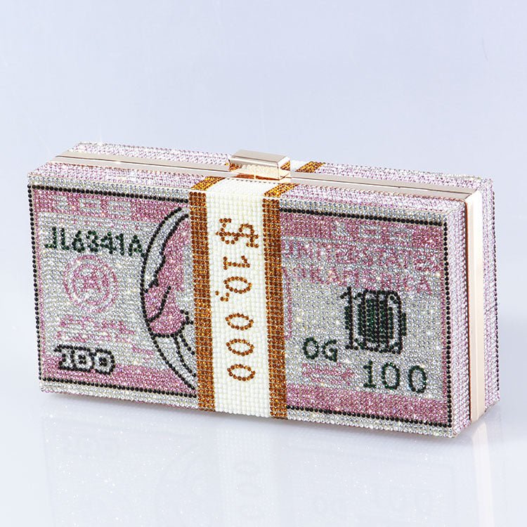 Glamorous Fully Bedazzled Dollar Motif Evening Bag Party Clutch (MAC293) - Mariam's Collection