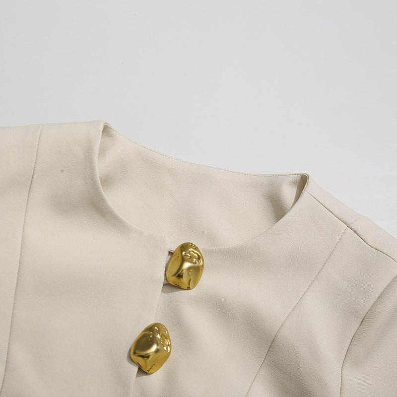 Gold button blazer set suitable for work professional and formal occasions
