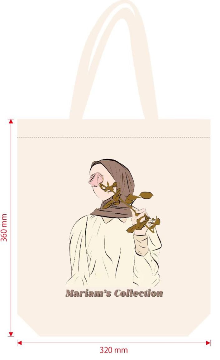 Hijabi Illustrated Canvas Tote Bag – Mariam’s Collection(MAC235) - Mariam's Collection