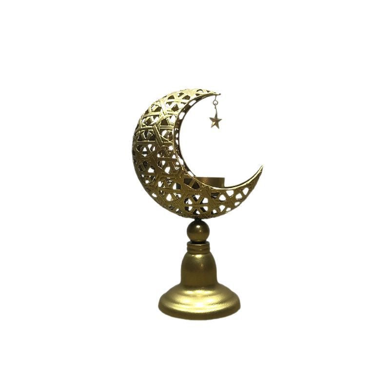 Hollow Moon Candle Holder – Iron Ramadan Decorative Accent (MAC379) - Mariam's Collection