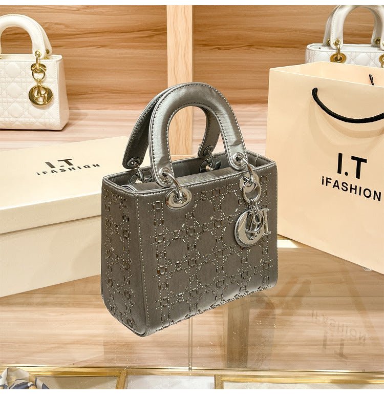 Hot diamond heavy industry high - end satin Princess Diana bag(MAC220) - Mariam's Collection