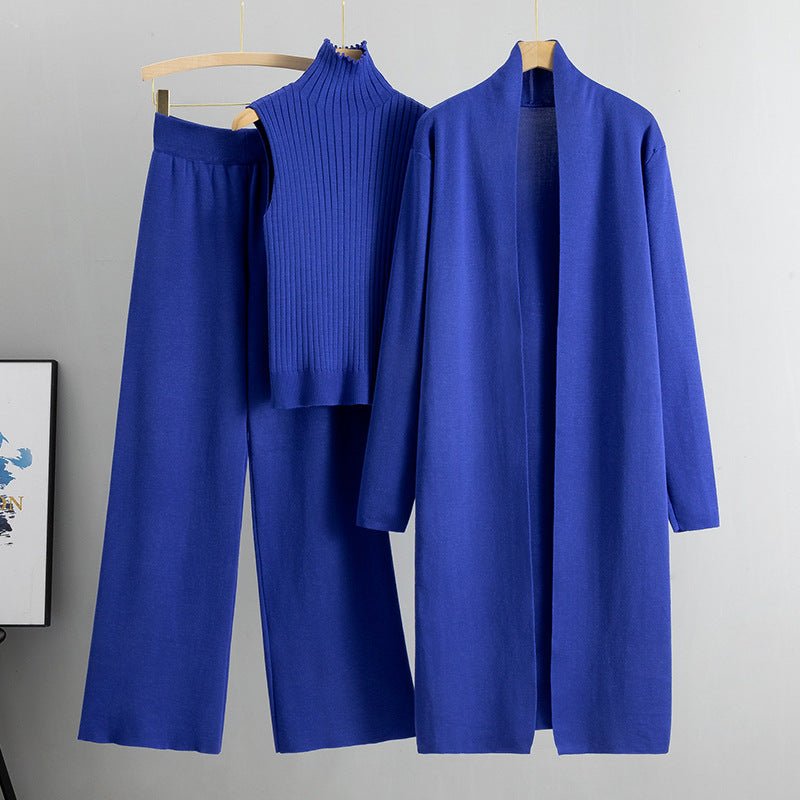 Luxury Knit Oversized Shawl Cardigan Three - Piece Set. (MS090) - Mariam's Collection