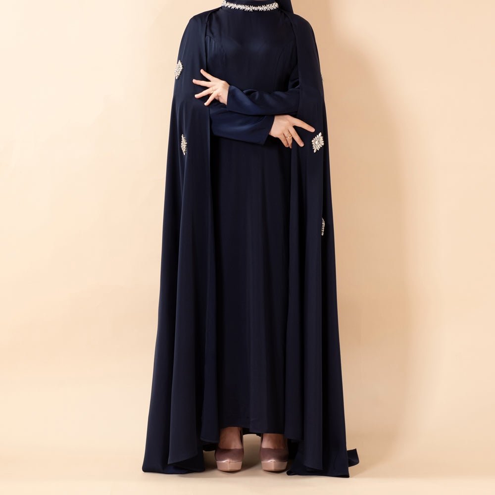 Luxury Satin Royal Cape Abaya(MA326) - Mariam's Collection