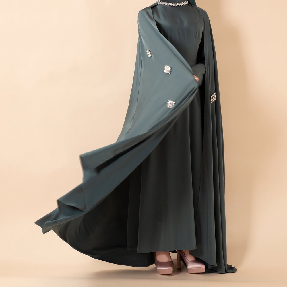 Luxury Satin Royal Cape Abaya(MA326) - Mariam's Collection
