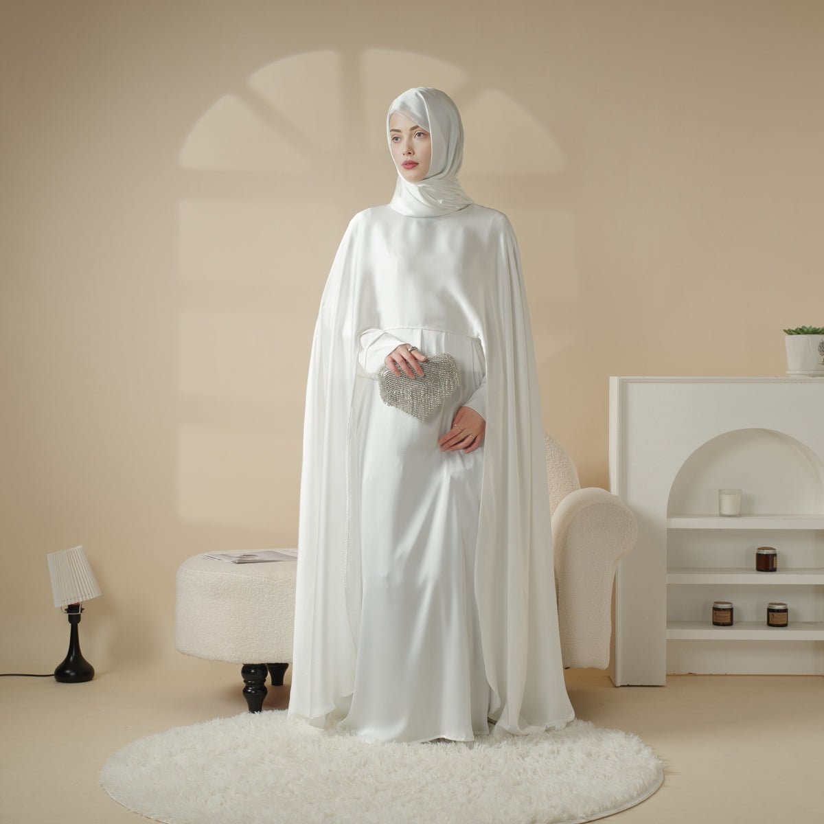 Luxury Wedding Abaya 3 - Piece Bridal Abaya Set (MOA044) - Mariam's Collection