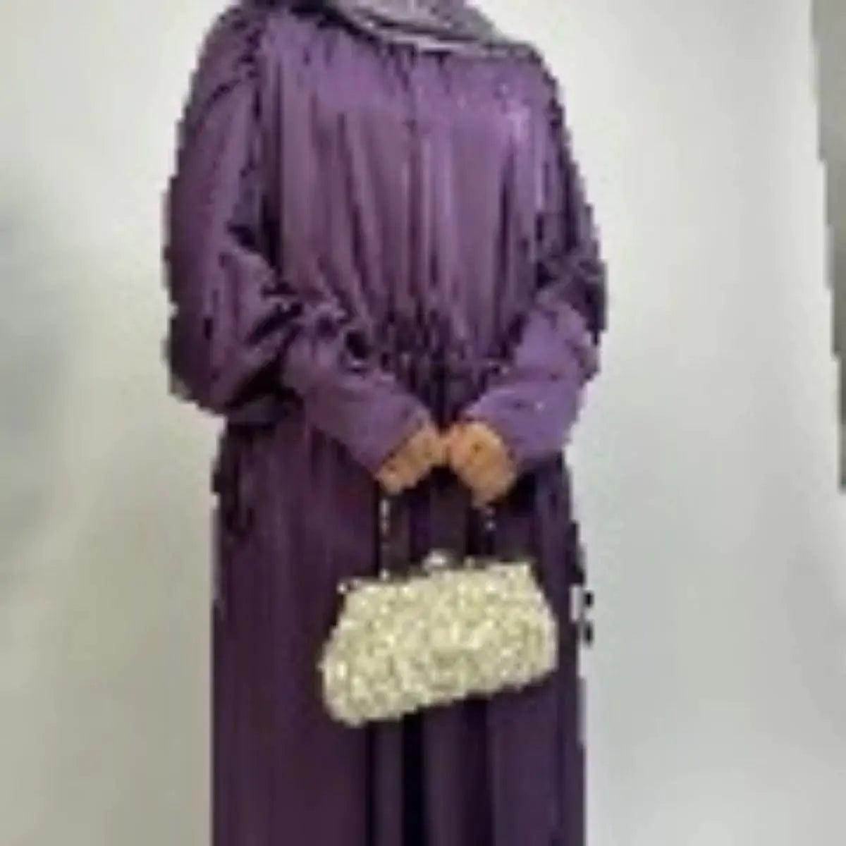 MA039 Armani Satin Drawstring Abaya Dress - Mariam's Collection