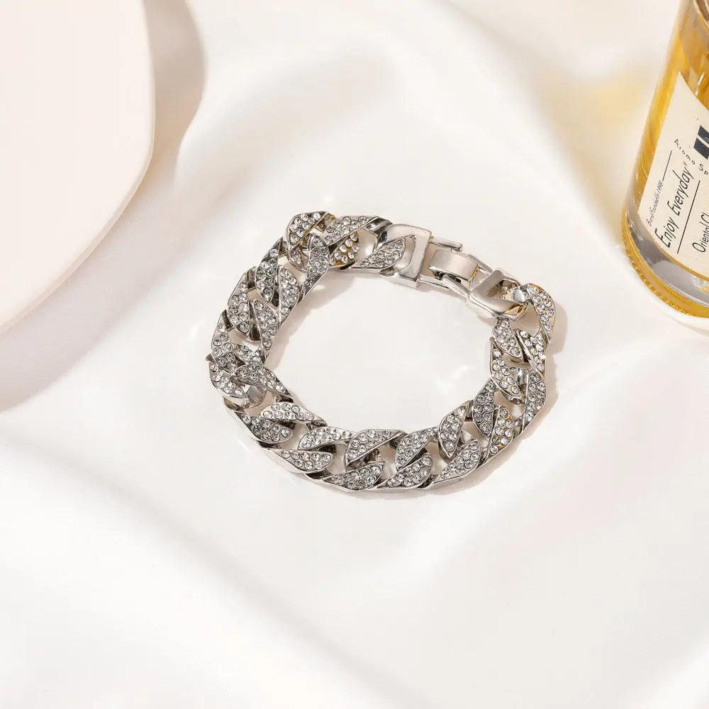 MAC036 wide flash diamond bracelet - Mariam's Collection