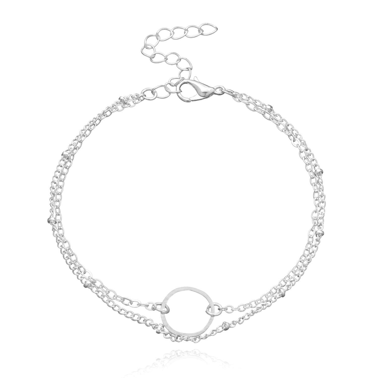 MAC085 Fashionable GeometricHollow Ring Simple Double Layer Bracelet - Mariam's Collection