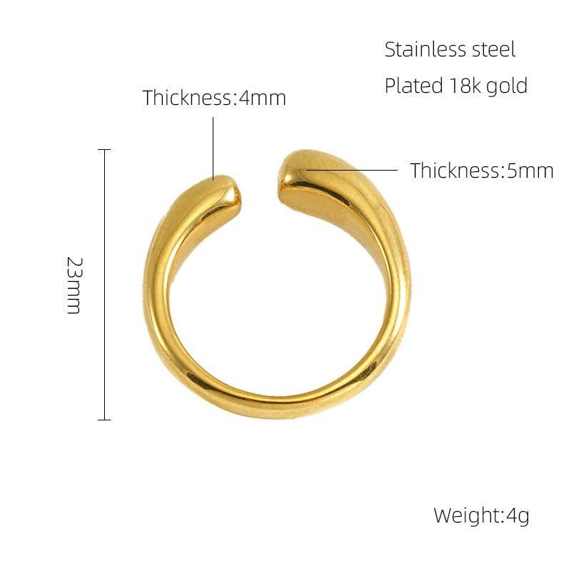 MAC086 Light Luxury Stainless Steel Open Adjustable Irregular Ring - Mariam's Collection
