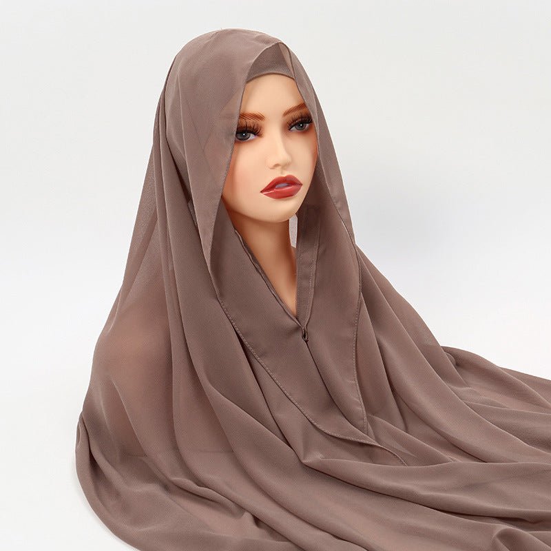 Magnetic Chiffon Instant Hijab | Easy - Wear Square Scarf with Anti - Slip Magnetic Closure(MH152) - Mariam's Collection