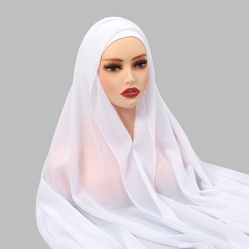 Magnetic Chiffon Instant Hijab | Easy - Wear Square Scarf with Anti - Slip Magnetic Closure(MH152) - Mariam's Collection