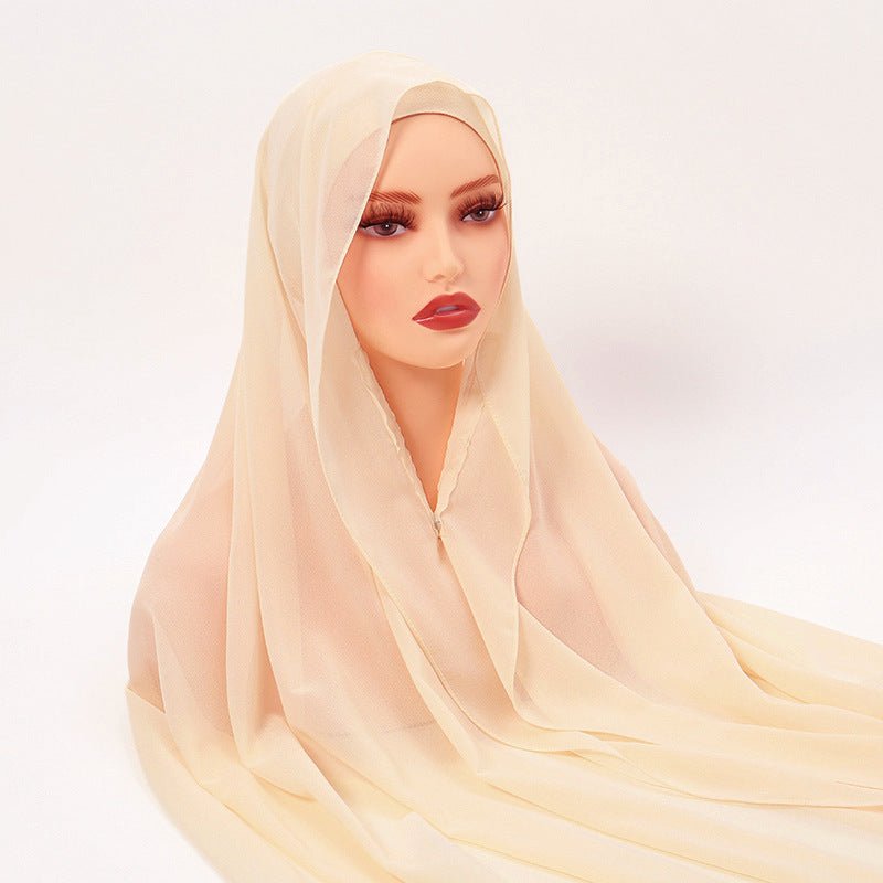 Magnetic Chiffon Instant Hijab | Easy - Wear Square Scarf with Anti - Slip Magnetic Closure(MH152) - Mariam's Collection