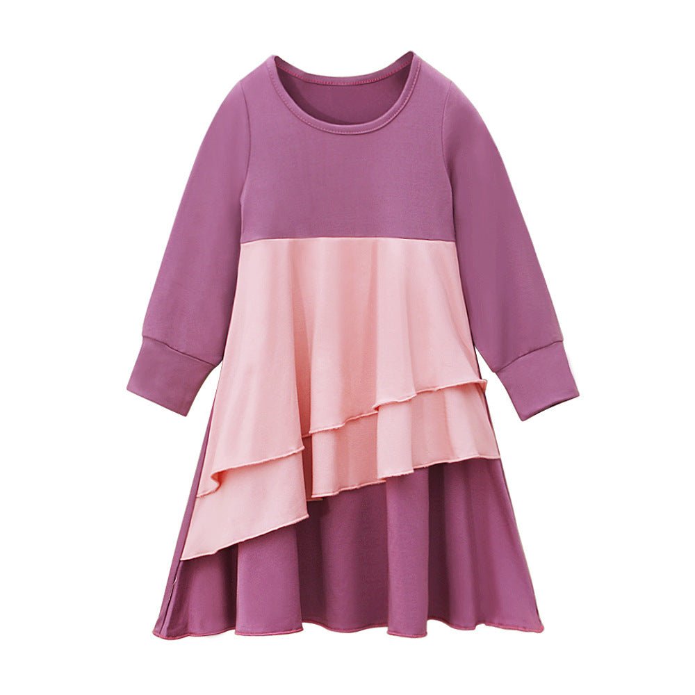 Matching Color Ruffle Abaya 2 - Piece Set Kid Abaya(MKG011) - Mariam's Collection