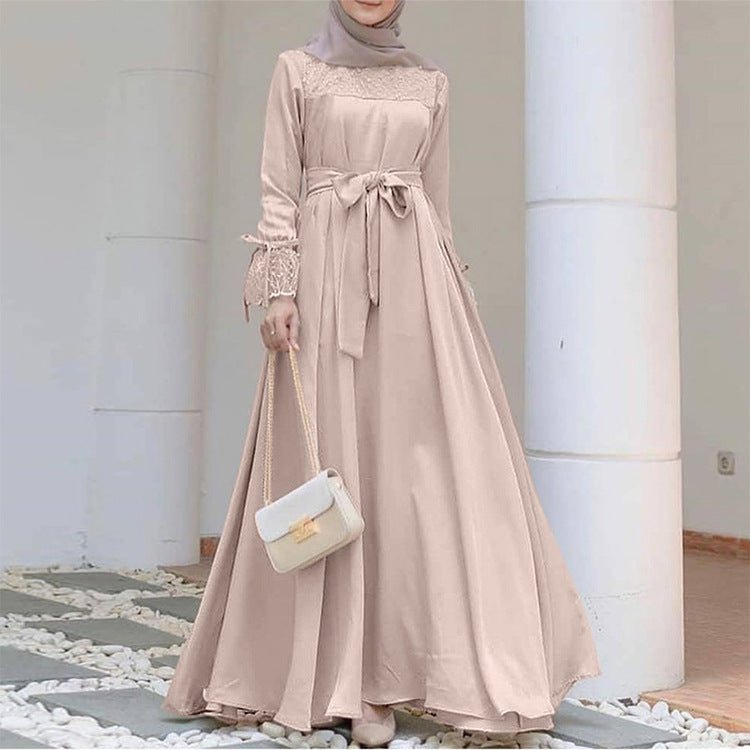 Mesh Panel Stretch Abaya with Belt(MA365) - Mariam's Collection