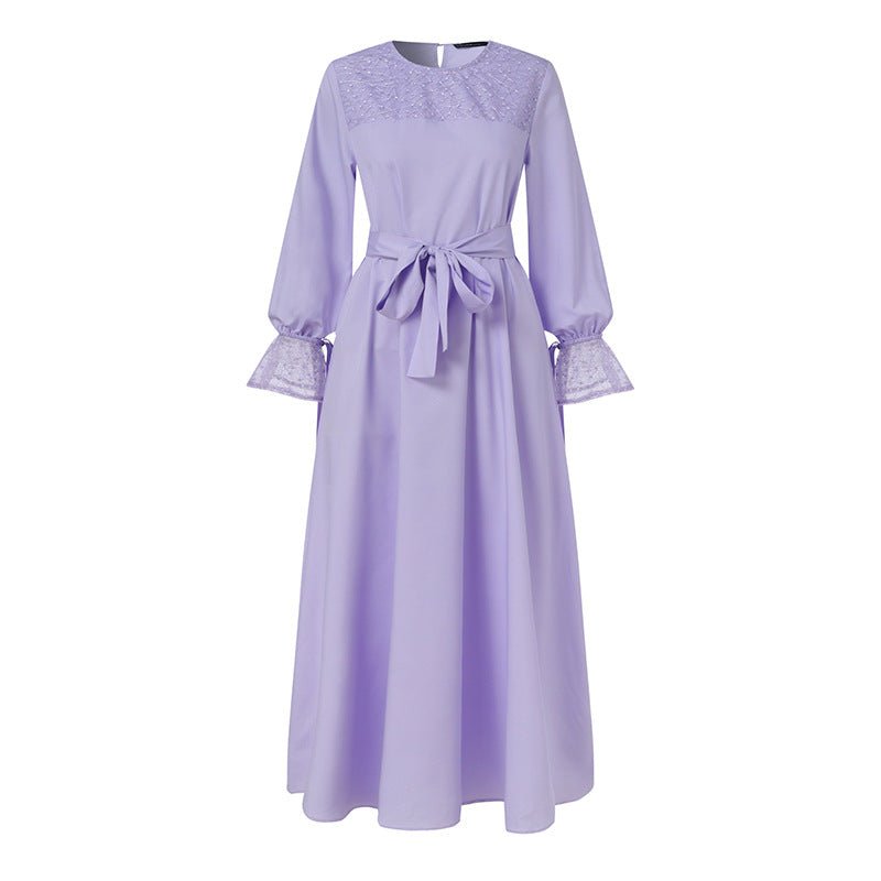 Mesh Panel Stretch Abaya with Belt(MA365) - Mariam's Collection