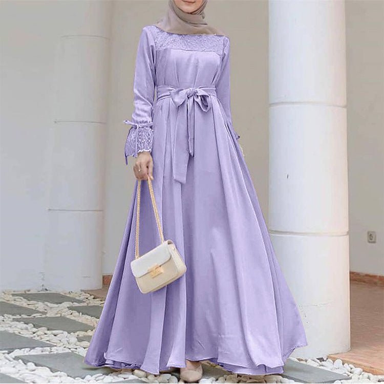Mesh Panel Stretch Abaya with Belt(MA365) - Mariam's Collection
