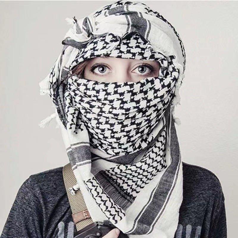 MH052 Four-Sided Fringed Kuffiyeh Square Hijab - Mariam's Collection