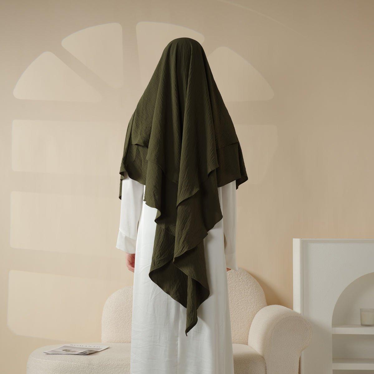 MK010 New Crepe Two Layers Khimar - Mariam's Collection