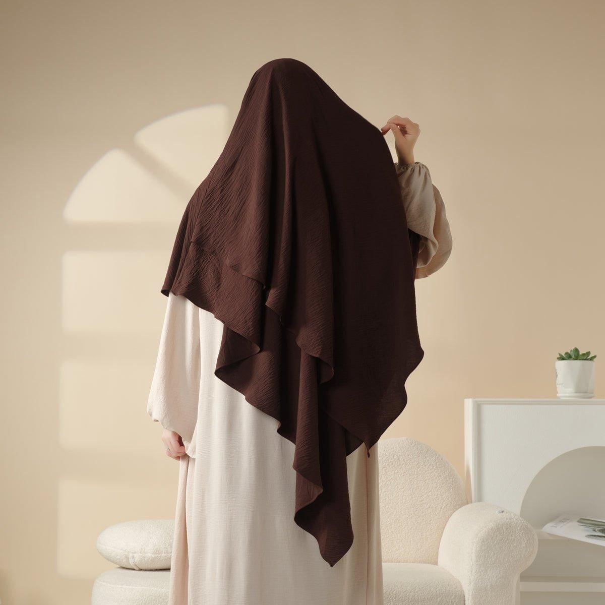 MK010 New Crepe Two Layers Khimar - Mariam's Collection
