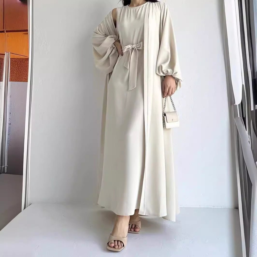 MOA050 Loose Lantern Sleeve Abaya 3 - Piece Set - Mariam's Collection