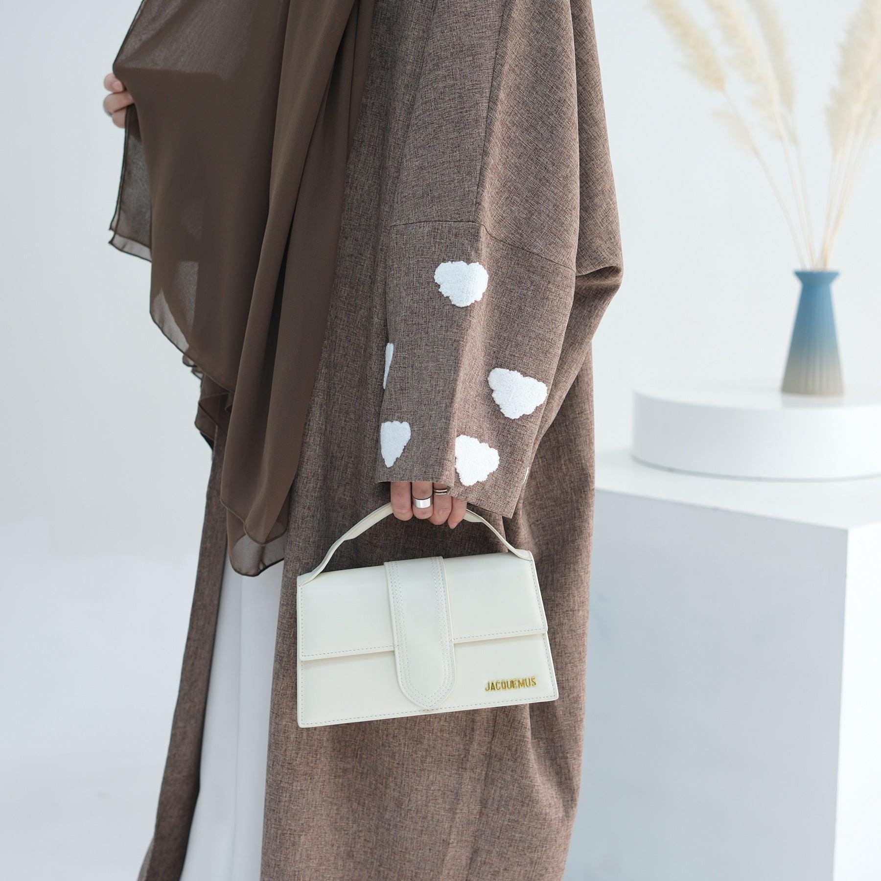 Stylish Cloud Embroidered Elegant Cardigan Abaya (MOA053) - Mariam's Collection