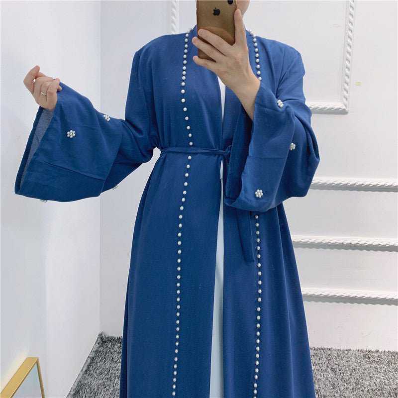 Beaded Open Abaya - Elegant & Temperament With Matching Belt (MOA090) - Mariam's Collection