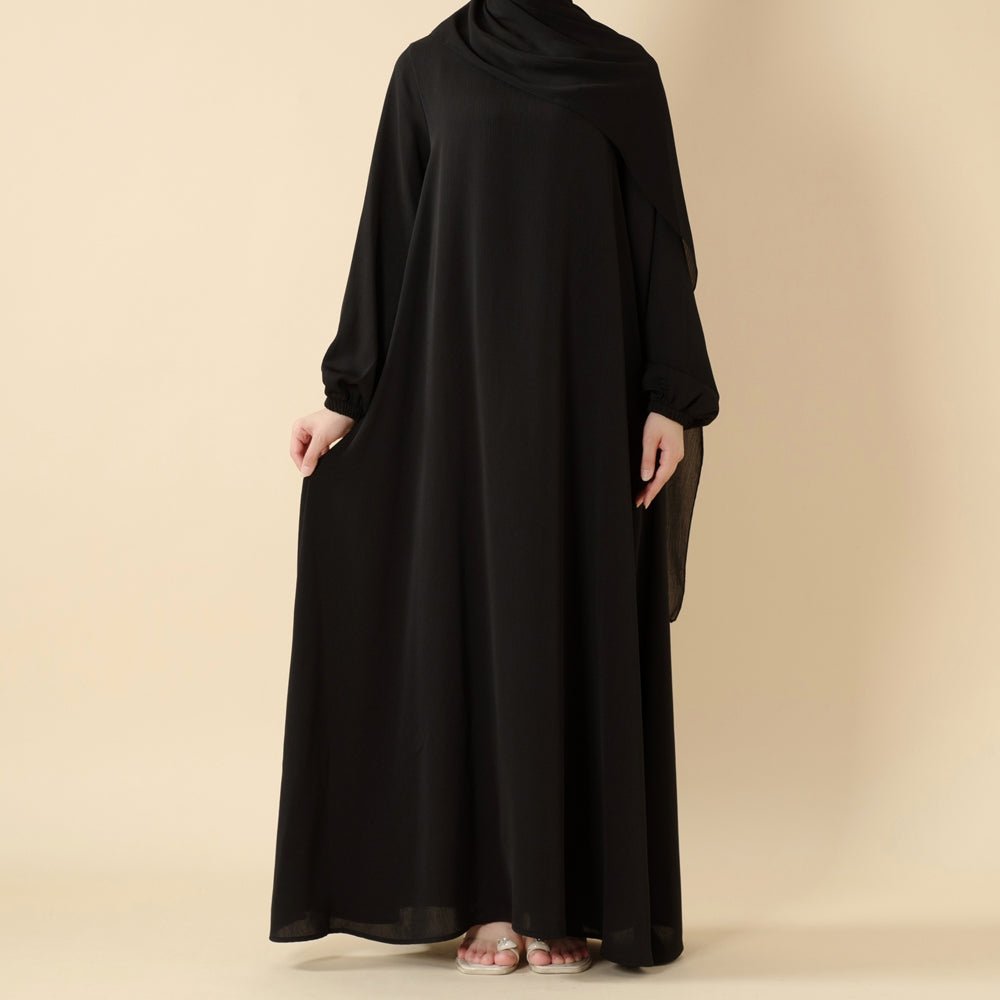 Modest Luxury Premium Crepe Satin Umbrella Cut Summer Abaya (MA233) - Mariam's Collection