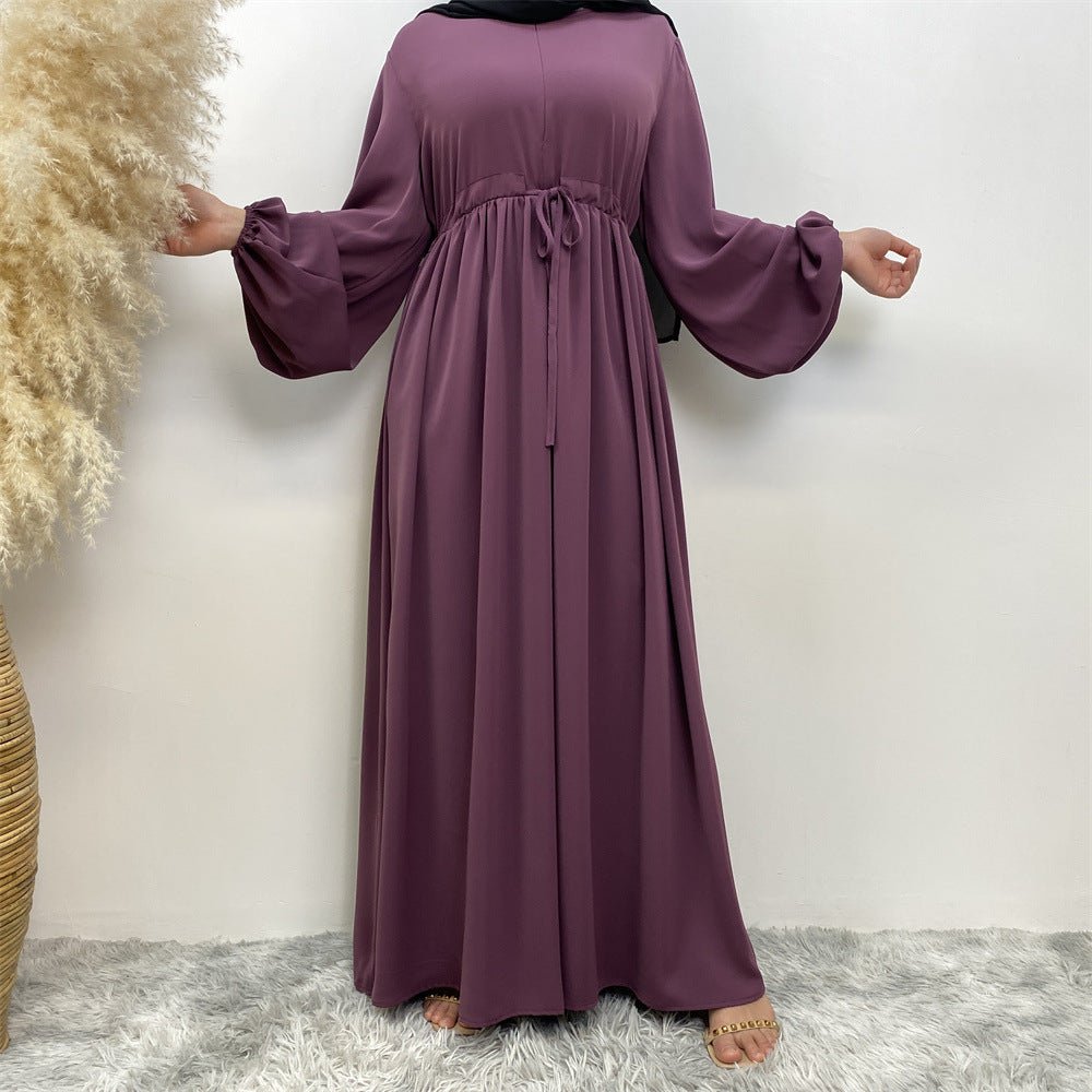 Modest Muslim Stretch Sleeve Front Zipper A - shaped Swing Pendulum Abaya. (MA175) - Mariam's Collection