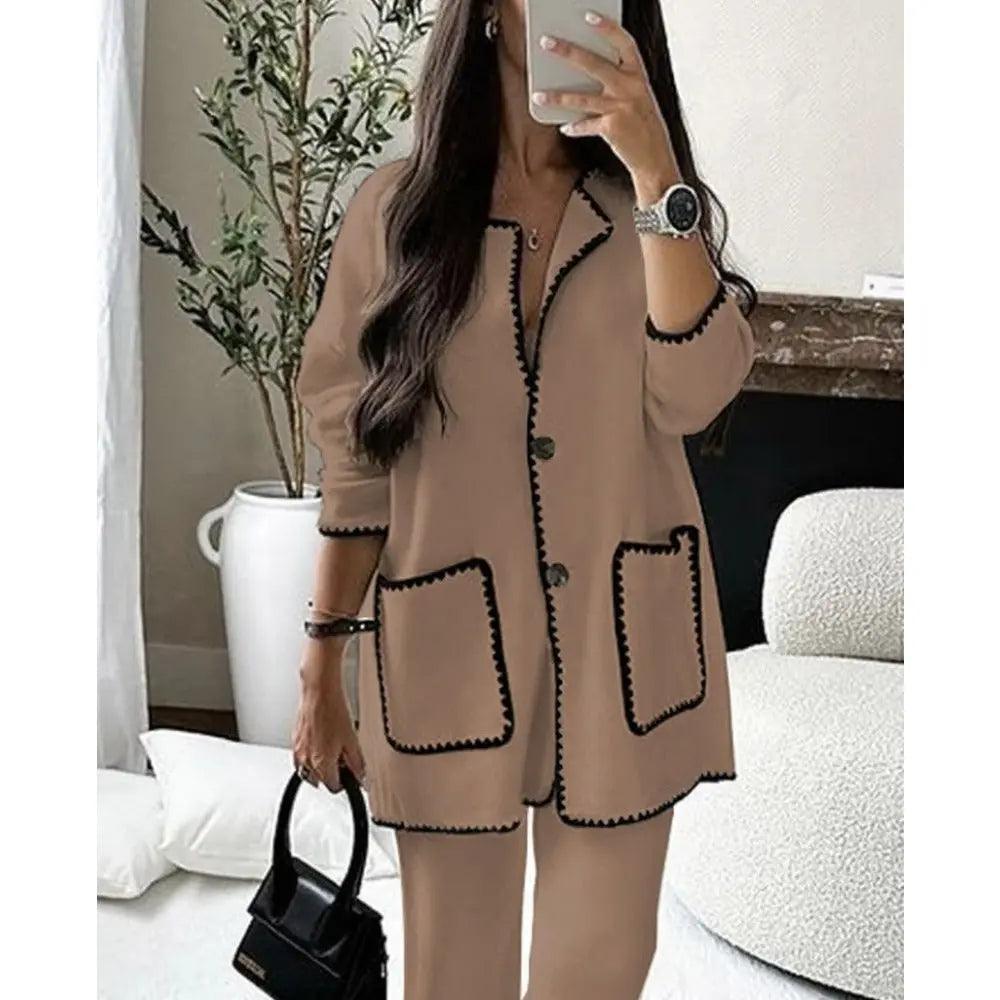 MS004 Fall Chunky Knit Cardigan Sweaters Casual Open Front Set - Mariam's Collection