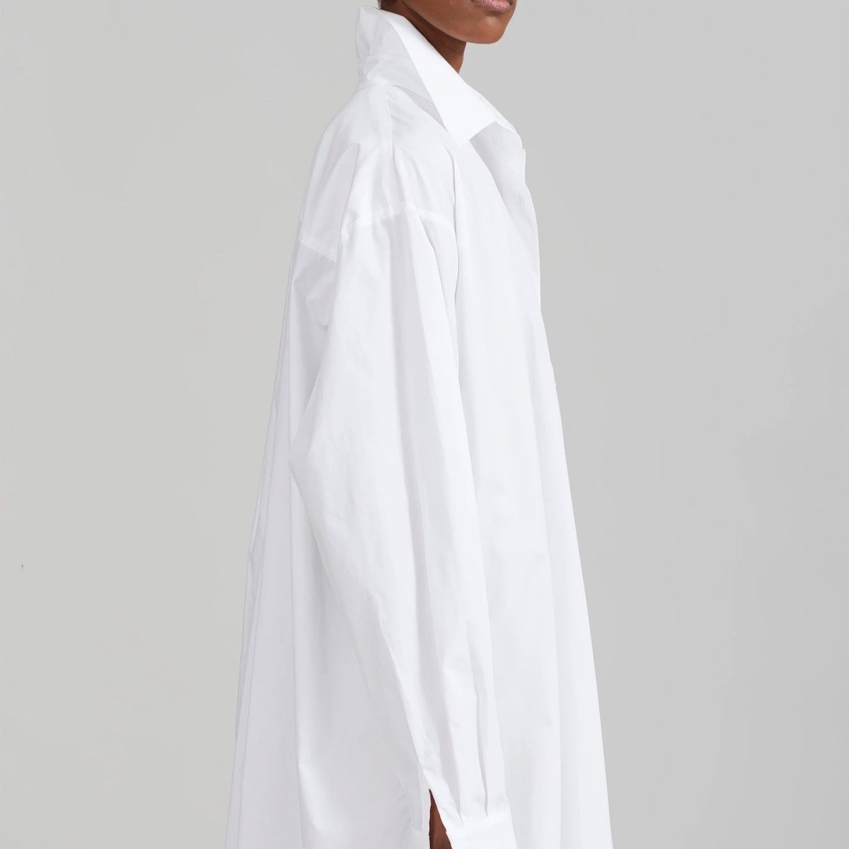 Blush pink relaxed shirt abaya full length view