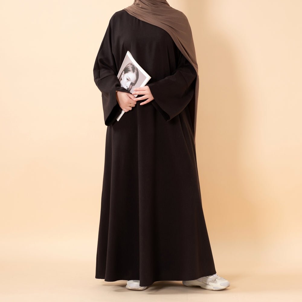 Premium Linen Effect Pullover Abaya with Pockets (MA341) - Mariam's Collection