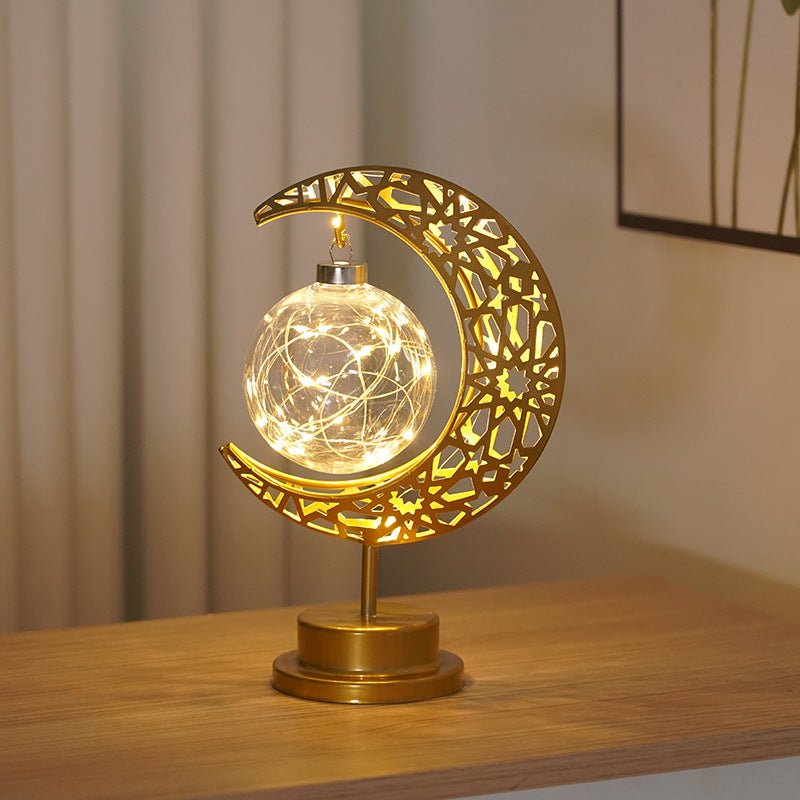 Ramadan Iron Star & Crescent Lamp Festive Candle Holder Decor (MAC399) - Mariam's Collection