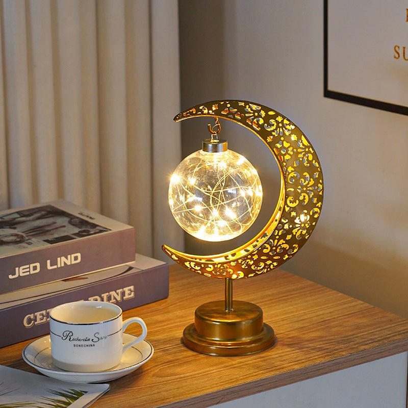 Ramadan Iron Star & Crescent Lamp Festive Candle Holder Decor (MAC399) - Mariam's Collection