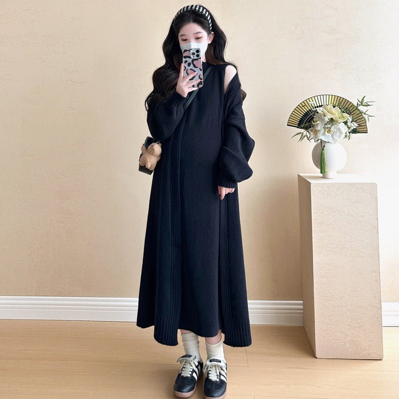Ribbed Knit Cardigan & Tank Dress Set(MS202) - Mariam's Collection