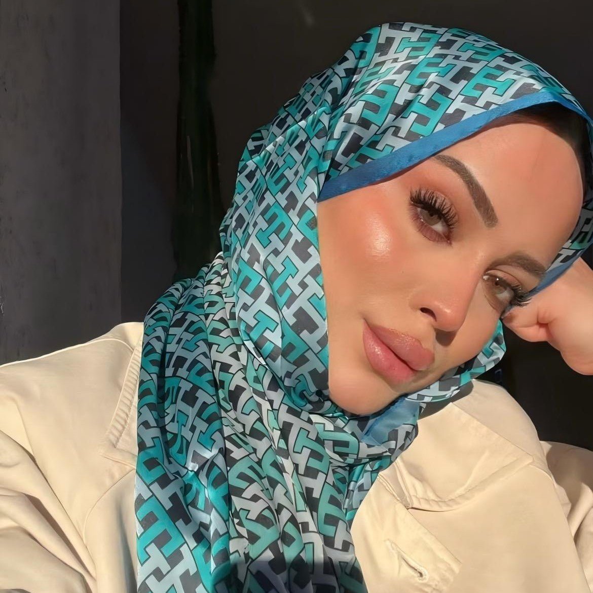 Satin Silk Printed Hijab Scarf | Printed Satin Hijab Scarf