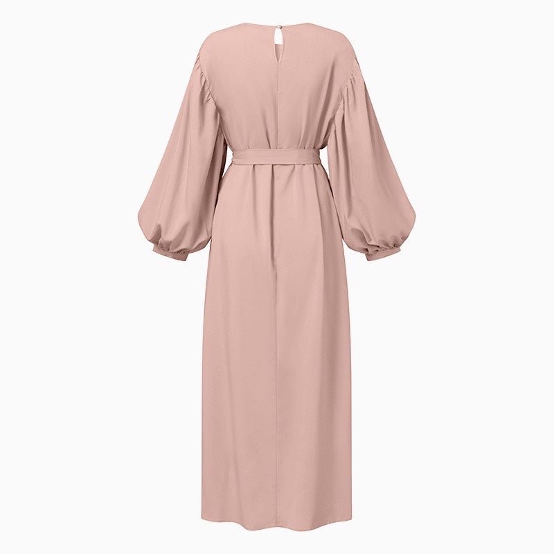Solid Color Elegant Bubble Sleeve Abaya (MA092) - Mariam's Collection