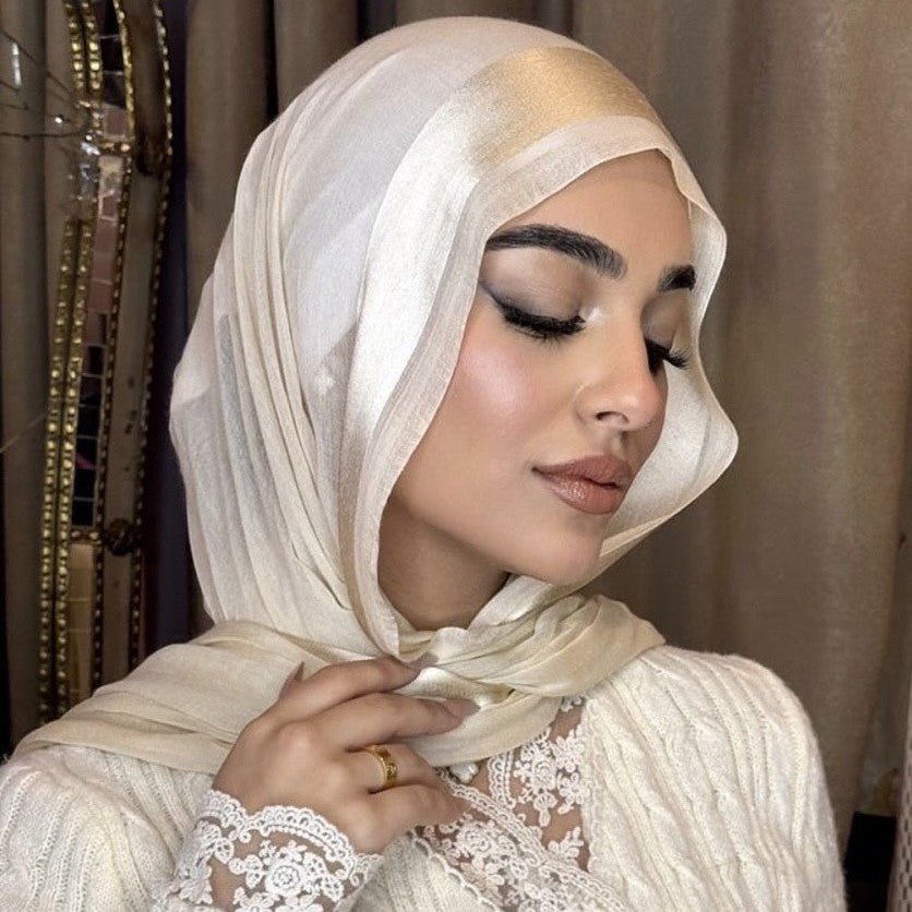 Striped Crinkle Chiffon Hijab with Organic Texture (MH143) - Mariam's Collection