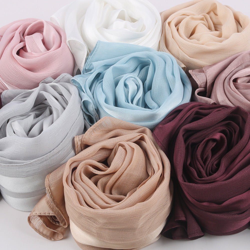 Striped Crinkle Chiffon Hijab with Organic Texture (MH143) - Mariam's Collection