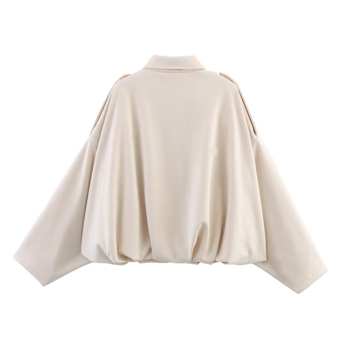 Suede Bomber Jacket | Collared Flight Jacket with Shoulder Tabs(MS240) - Mariam's Collection