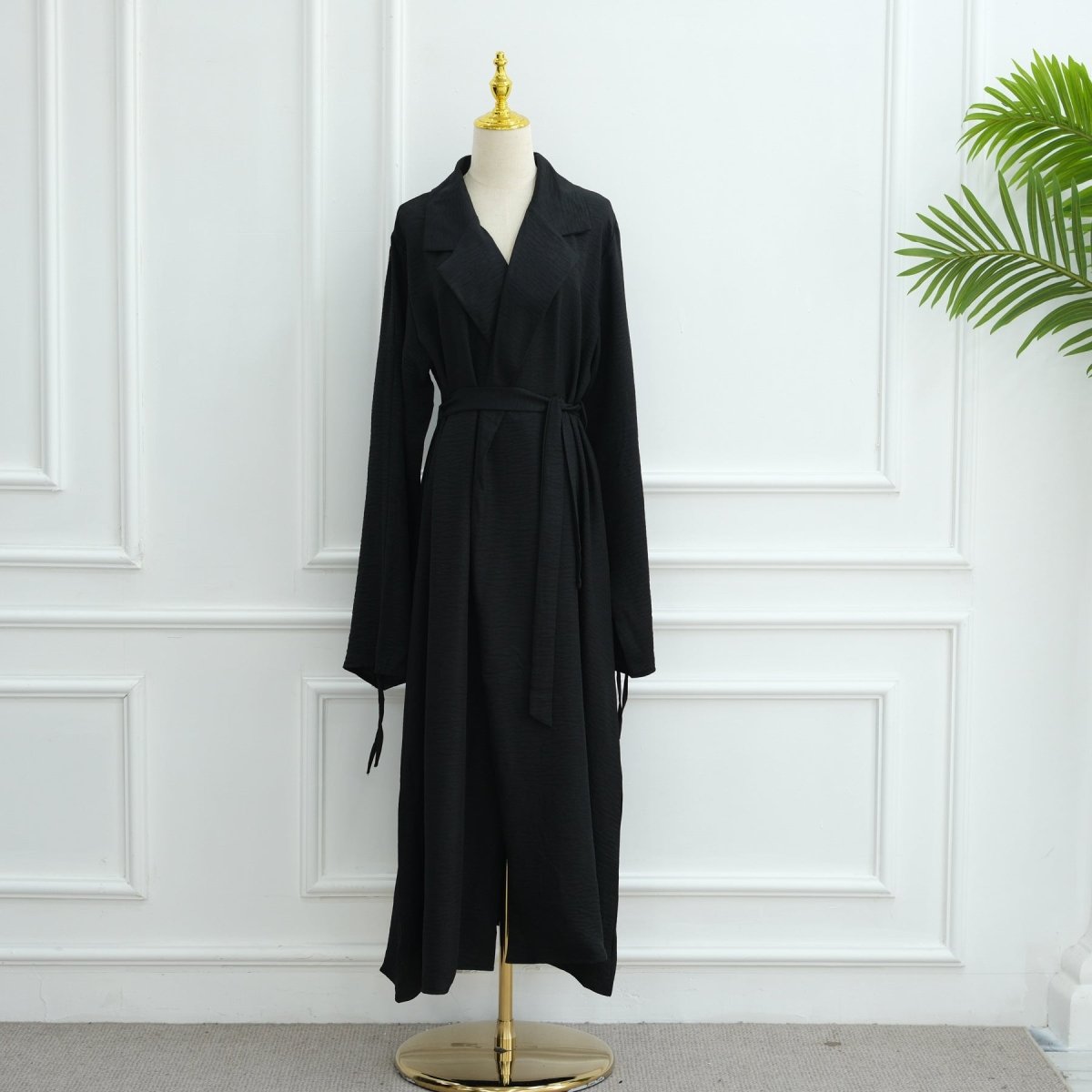 Tailored Blazer Cardigan with Ruched Sleeves | Open - Front Twill Blend Jacket(MOA246) - Mariam's Collection