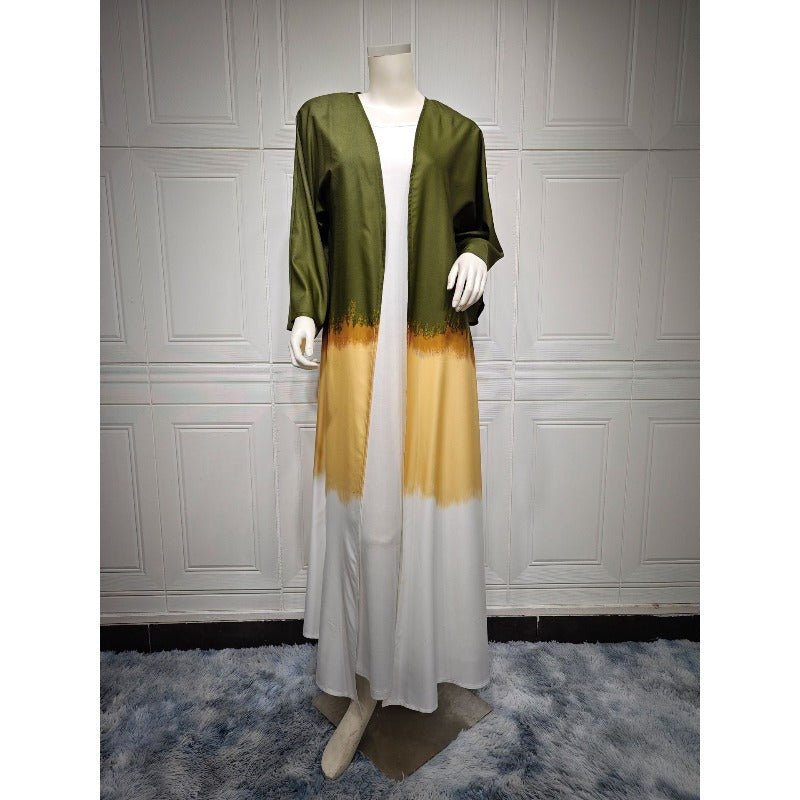 Tie - Dye Cape Cardigan Dress Abaya | Gradient Open Front Kimono Cover(MOA221) - Mariam's Collection