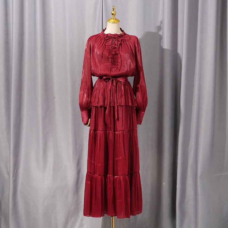 Tiered Ruffle Maxi Dress – Satin Party Abaya Gown