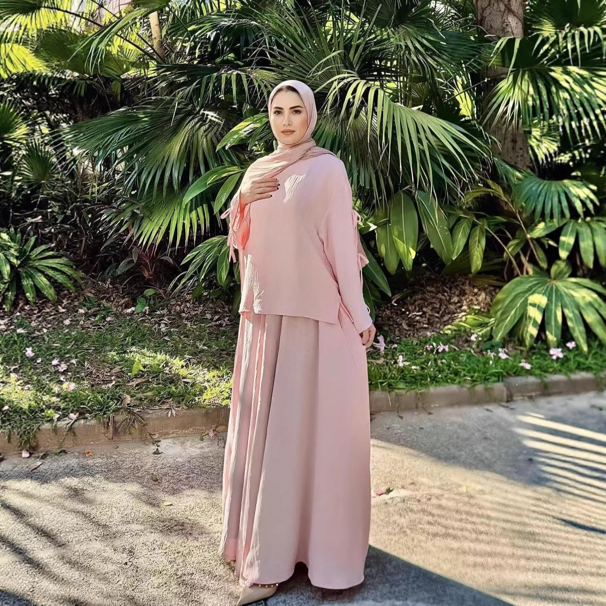 Two-Piece Tunic & Maxi Skirt Set with Pockets — Practical Modest Co-Ord