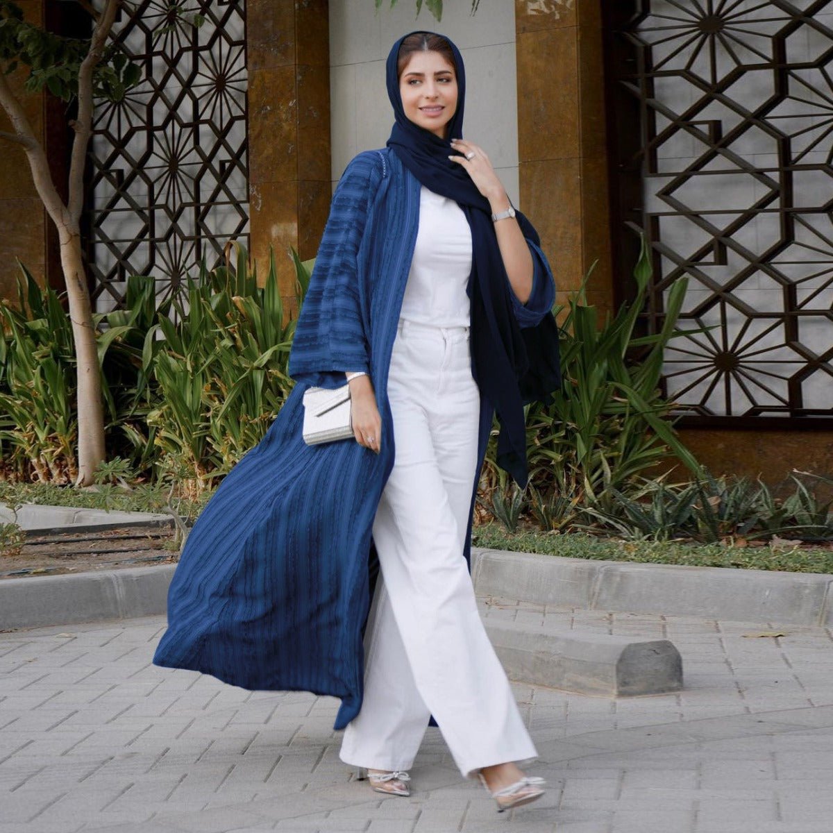 Vintage Knitted Cardigan Abaya | Modest Longline Open Front Jacket for Women(MOA217) - Mariam's Collection