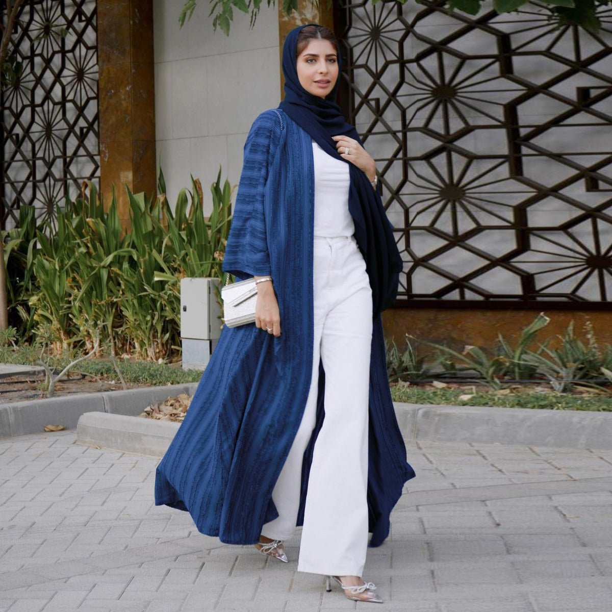Vintage Knitted Cardigan Abaya | Modest Longline Open Front Jacket for Women(MOA217) - Mariam's Collection