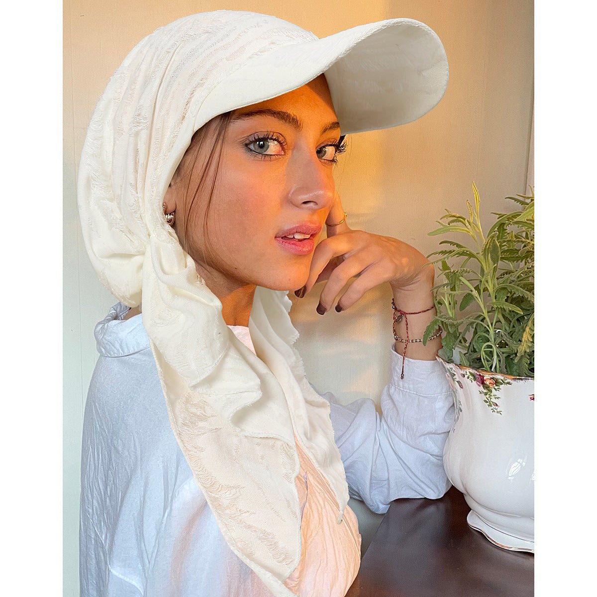Women's Multi - Color Fashion Baseball Cap – Frayed Edge Boho Beanie with Feather Detail(MH113) - Mariam's Collection