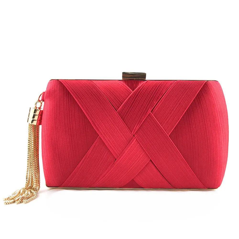 Women's Silk Evening Bag with Elegant Tassel Pendant - MAC032 Mariam's - Mariam's Collection