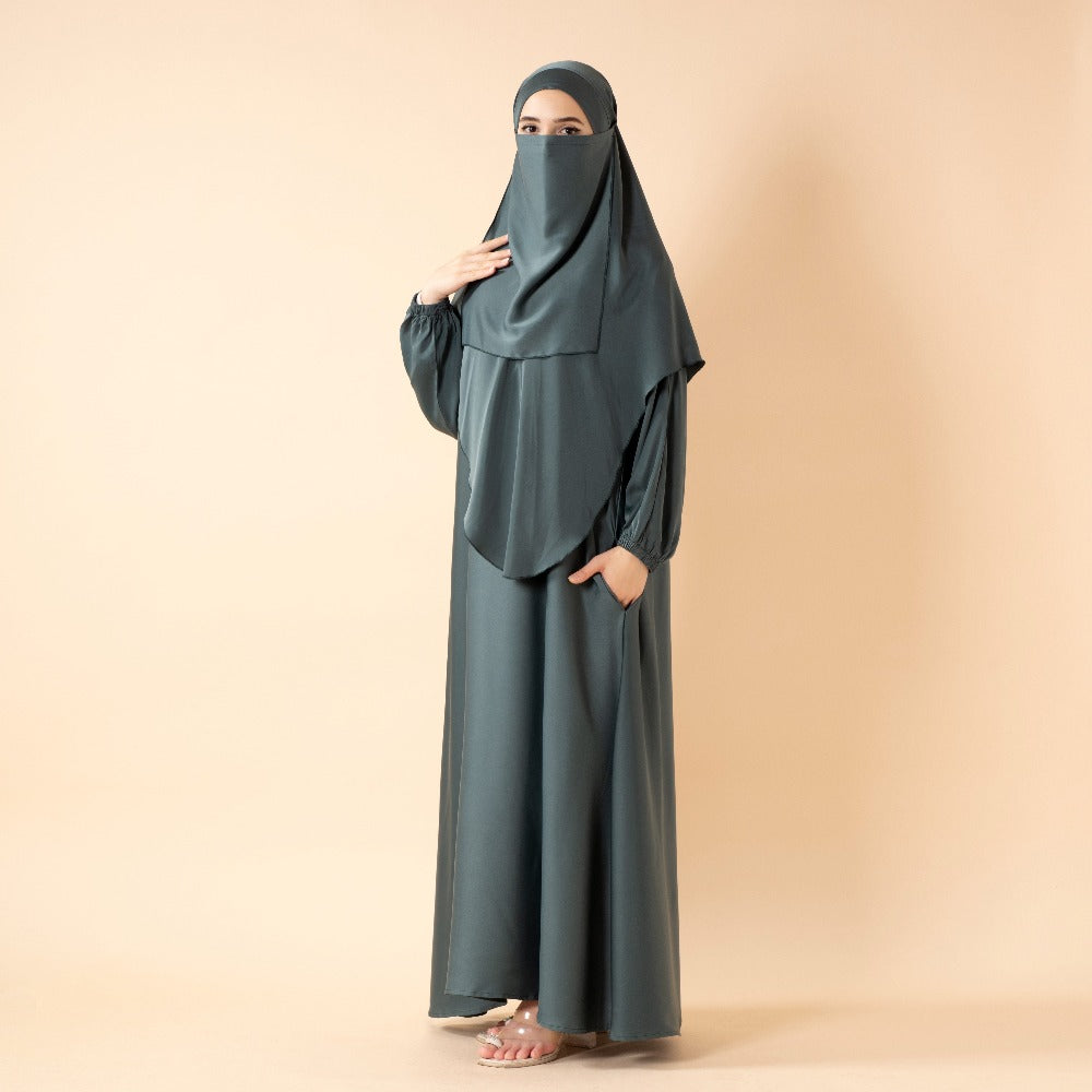 Abaya With Niqab and Khimar | Satin Niqab Khimar and Abaya(MK024)