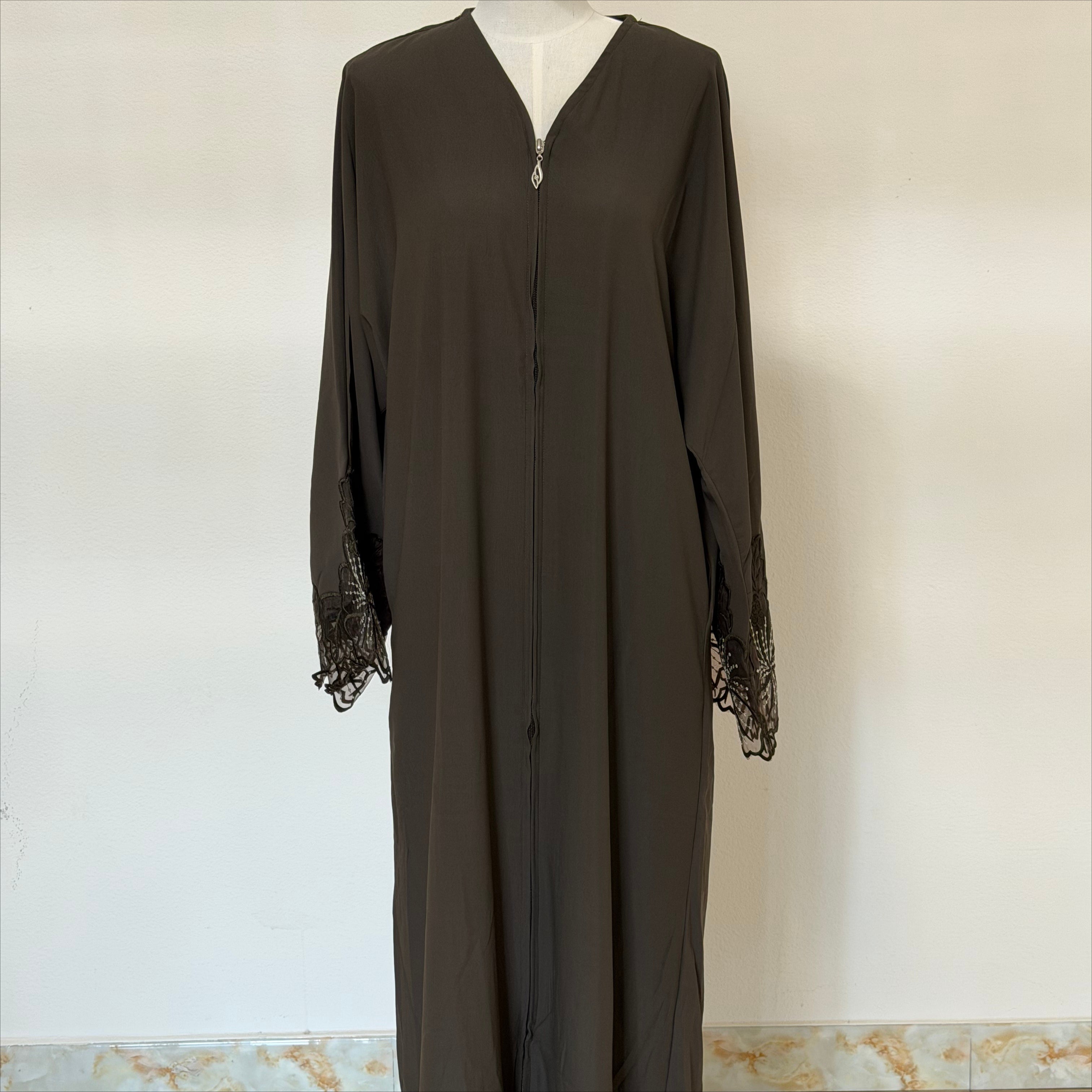 Archive Piece Lace Hem Open Abaya - MP018 (Size S Only)